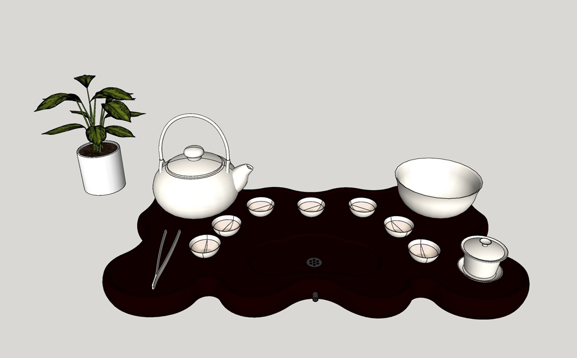 SketchUp草图大师中式茶具模型下载