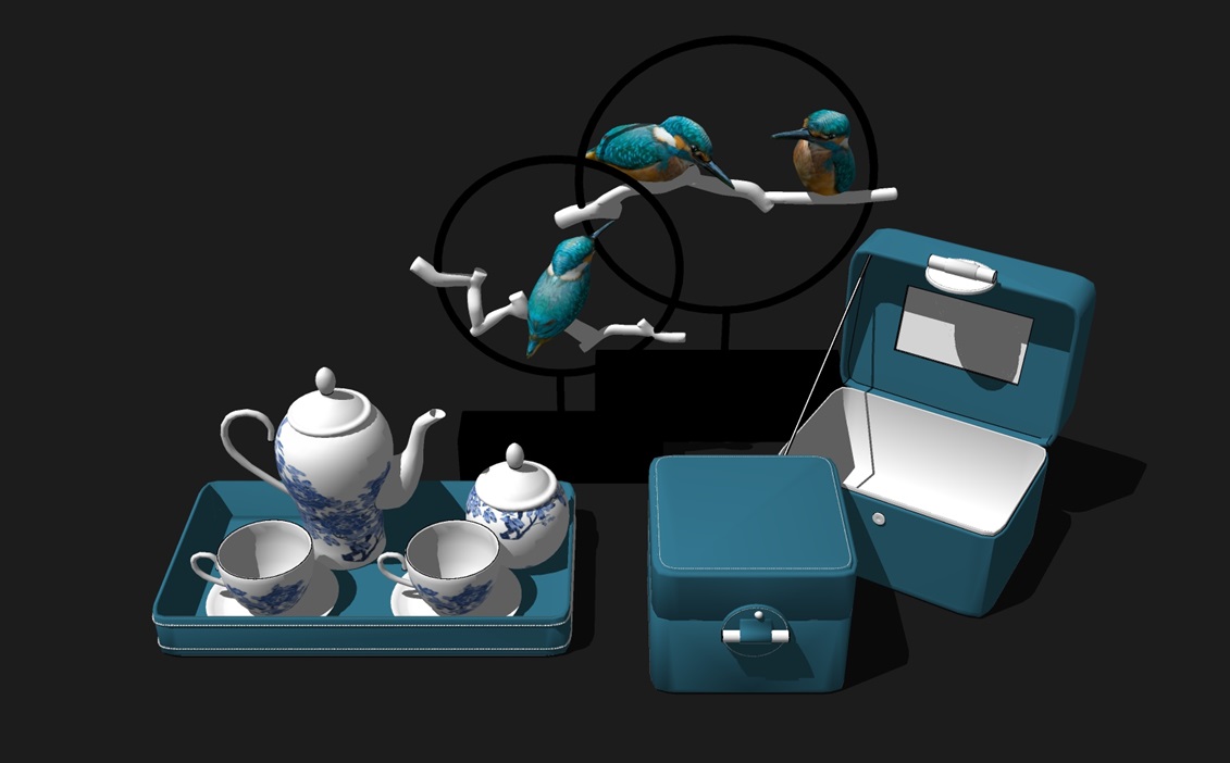 新中式摆件茶具SketchUp草图大师模型下载