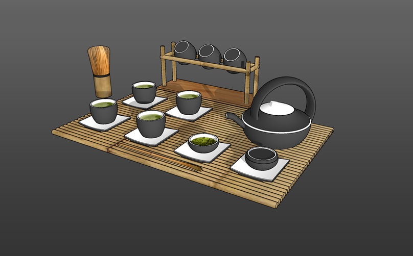 日式茶具茶壶SketchUp草图大师模型下载